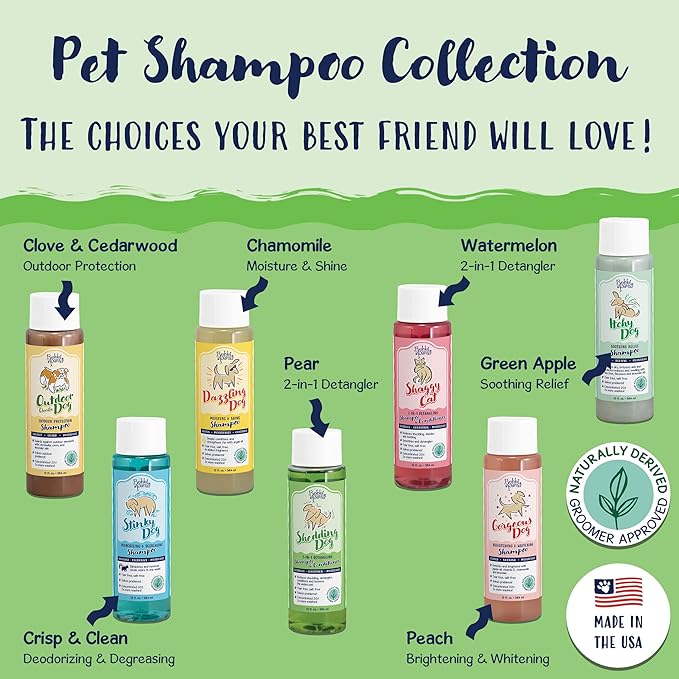 Bobbi Panter Dog Shampoo and Conditioner - Made in USA - All Natural 2-in-1 Formula for Nourish, Detangle & Reduce Shedding - Concentrated 10:1 for Professional Groomers - Pear Scent, 13 Oz
