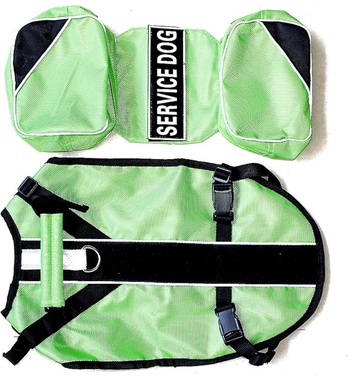 Serijoars Dog Vest Harnesses with Saddlebag Backpack for Camping & Travel - Reflective Hound Hiking Backpack Saddle Bag - Lightweight Vest Harness for Medium & Large Dogs (Green, S)
