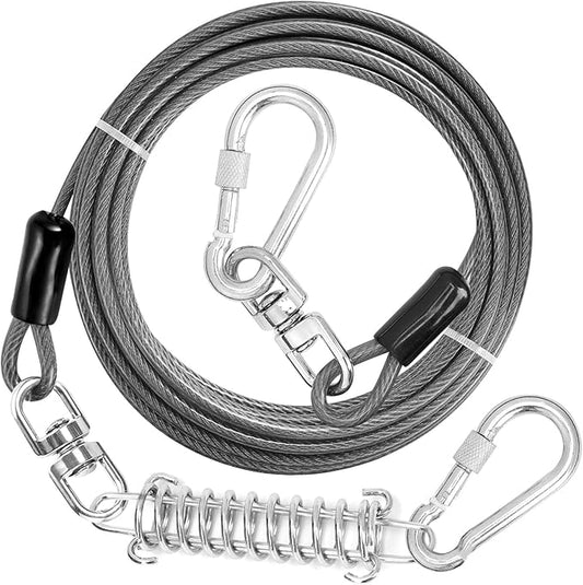 Jenico 100 FT Dog Runner Cable with Swivel Hook, Outdoor and Camping Dog Leash Run Tether, Rust-Proof Training Line for Small to Medium Pets Up to 500 LBS