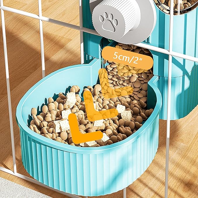 GKYZBB Hanging Automatic Food Water Dispenser,Rabbit Feeder Guinea Pig Water Bottle Food Feeder for Ferret Guinea Pig Rabbit Bunny Cage Accessories (Blue, 520ml+1200ml)