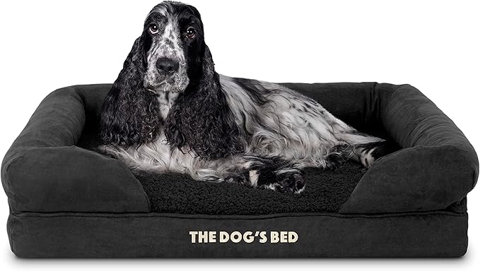 The Dog’s Bed, Medium Black Faux PL 30x23.5, Memory Foam, Pain Relief: Arthritis, Hip & Elbow Dysplasia, Post Surgery, Lameness, Supportive, Calming, Washable Cover, Veterinary Approved