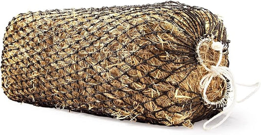 Bloomoak Slow Hay Net Feeder for Horses, Durable Soft Black PE 2/3 String Hay Bales Bags, Fit 36x18x18 to 47x25x17 Inches, Extends 50-64 Inches (2 1.6" Hole/1PC)