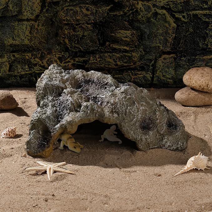 IBWell Resin Leopard Gecko Hide, True to Nature Reptile Rock for Bearded Dragon Hideout Snake Hides for Ball Pythons, Tortoise House Terrarium DÉCor - Large