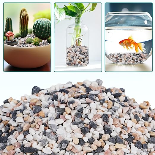 5 lbs Small Rocks for Succulents, 1/5 Inch Pebbles for Indoor Plants, Decorative Pea Gravel for Terrarium, Vases, Aquariums, Fish Tank, Drainage Rocks for Potted Plants, Bamboo,Crafts, Cactus
