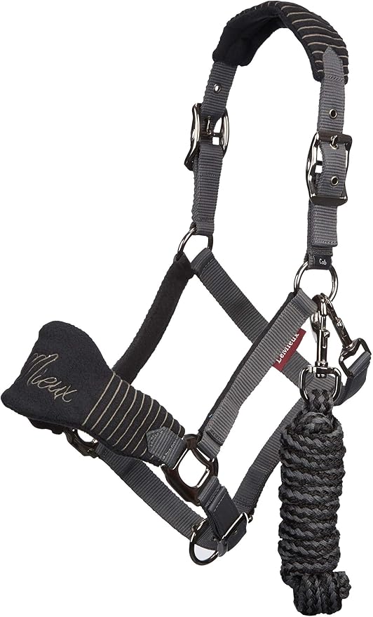 LeMieux Vogue Fleece Headcollar - Halter & Leadrope - Extra Padding, Adjustable at Curb and Poll Strap