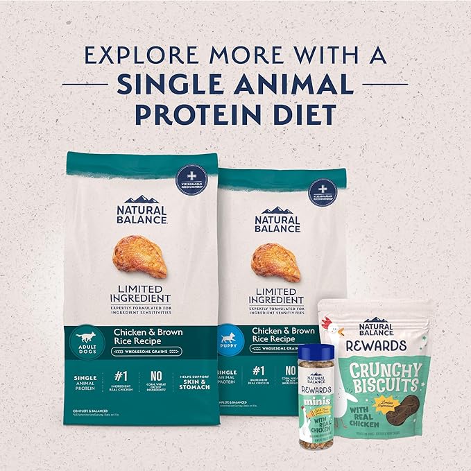 Natural Balance Limited Ingredient Adult Dry Dog Food with Healthy Grains, Chicken & Brown Rice Recipe, 12 Pound (Pack of 1)