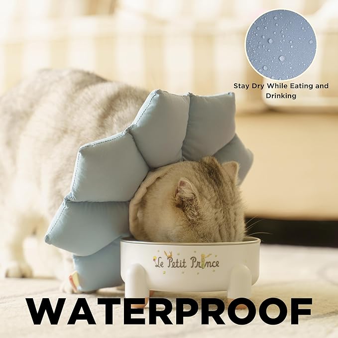 Puffy Crew Soft Cat Cone Collar, Adjustable Waterproof Recovery Collar, Lightweight Elizabethan e Collar for Cats of All Breeds (Blue, Medium, Neck Circumference 6.5"–10.5")