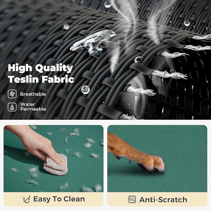 Veehoo Elevated Dog Bed, Outdoor Raised Dog Cots Bed for Large Dogs, Cooling Camping Elevated Pet Bed with Slope Headrest for Indoor and Outdoor, Washable Breathable, X-Large, Green, CWC2204