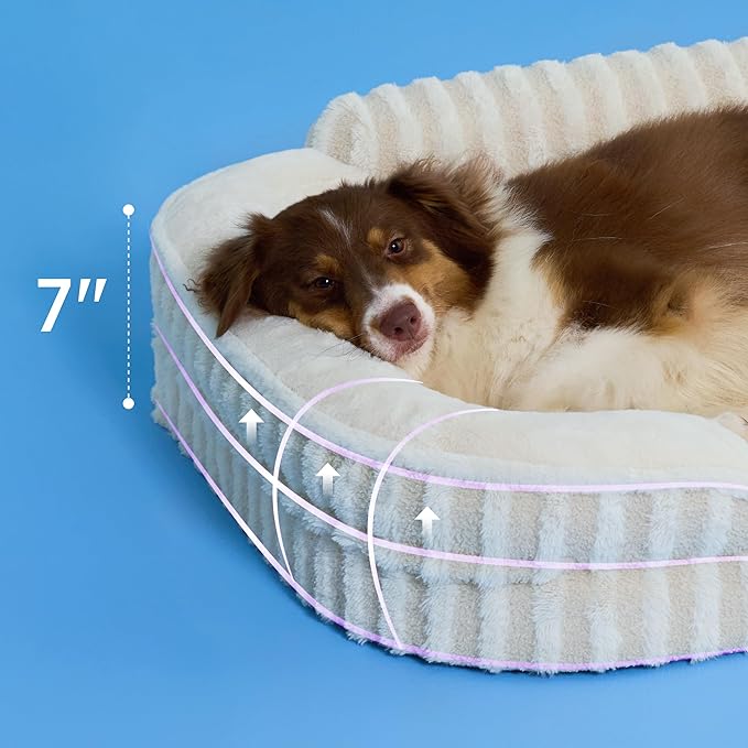 LE SURE Cute Dog Beds for Extra Large Dogs, Orthopedic Waterproof XL Pet Bed with Sides, Non-Slip and Egg-Crate Foam Big Dog Couch Sofa with Washable Removable Cover, Beige
