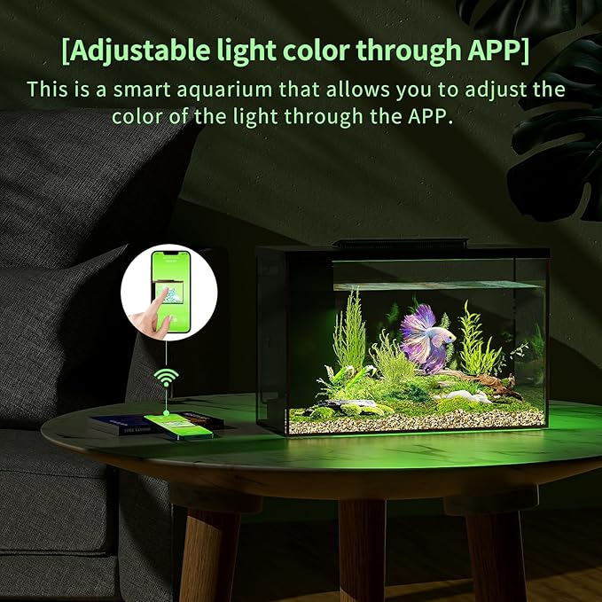 4.5 Gallon Betta Fish Tank self Cleaning, Aquarium kit, Small Fish Tank with Filter Light Water Pump, Fish Tank Starter Kits Fish Bowl