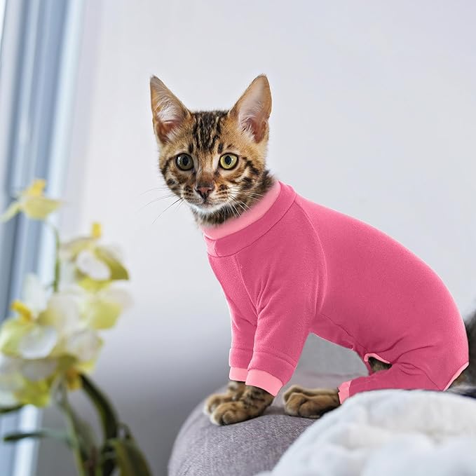 PUMYPOREITY Cat Hair Sticky Shirt – Breathable & Lightweight, Reduces Shedding Fur Pajamas, Prevents Licking Wounds After Surgery, Pink, M