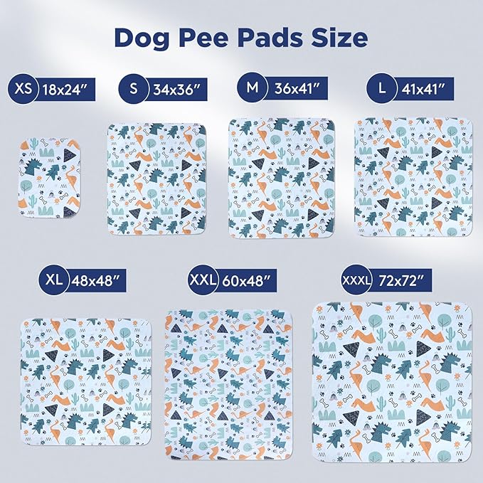 Washable Pee Pads for Dogs, Extra Large 60"x48" Super Absorbent Reusable Training Dog Pads, 100% Waterproof Non-Slip Dog Pee Pads Whelping Pads Dog Playpen Pads Extra Dog Pads Dog Mat Pet Pads