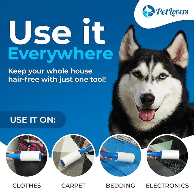 PetLovers Extra Sticky Lint Roller Mega Value Set 600 Sheets for Pet Hair Removal, Dog and Cat Lint Remover 6 Pack