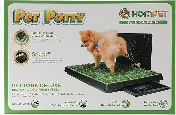 Hompet Dog Grass Pad with Tray Large, 2 Pcs Artificial Grass Training Pads with Pee Baffle Patch Puppy Turf Potty for Indoor and Outdoor Use, Ideal for Small and Medium Dogs (30"×20")
