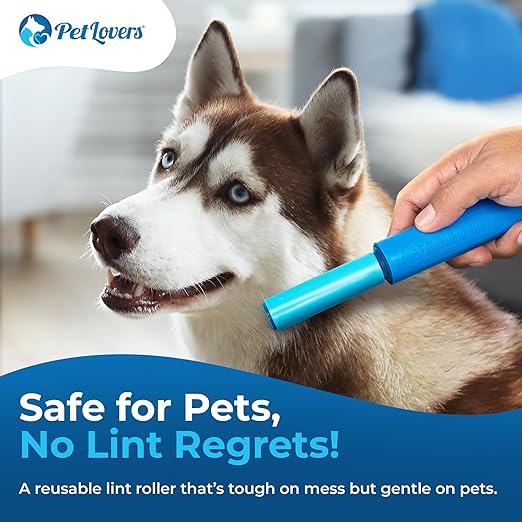 PetLovers EzRoll Reusable Lint Roller - Sticky for Life & Multi-Purpose Pet Hair, Dust, & Lint Remover for Clothing, Upholstery, & Cars - Sustainable, Washable & Efficient