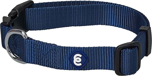 Blueberry Pet Essentials Medium Dog Collar in True Navy | Adjustable & Eco-Friendly Durable Nylon Strap | Classic Collar for Medium Dogs, Boy & Girl Pets