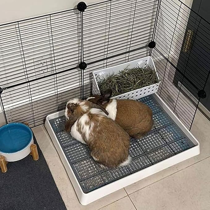 Oncpcare 22x18 Super Large Rabbit Litter Box with Grate for Cage, Extra Large Bunny Restroom Tray Pan Toilet, Fits 2 Rabbits