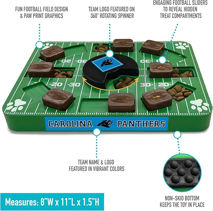 Pets First NFL Carolina Panthers Puzzle Toy, Puzzle Treat Dog Toy, Interactive Dog Treat Toy, Dog Puzzle