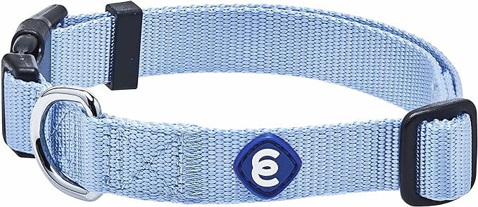 Blueberry Pet Essentials Dog Collar | Adjustable Girl Dog Collars for Medium Dogs | Chambray Blue Puppy Collar | Classic Nylon Dog Collars for Small Dogs | Pet Accessories