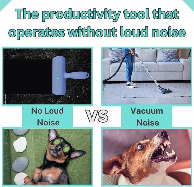 Pet Hair Removal Tool – Reusable Lint Roller for Dogs & Cats – Self-Cleaning Fur Remover Brush – Ergonomic Lint Roller for Carpet, Bedding, Couch, Car Seat & More (Blue)