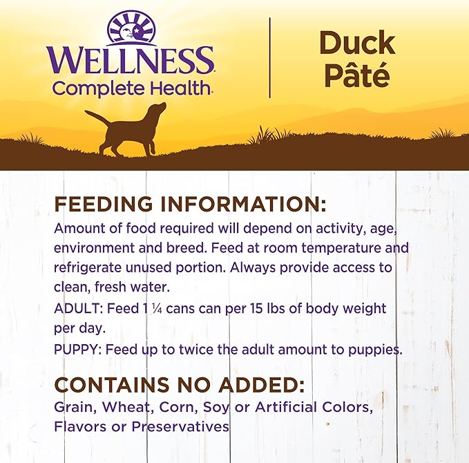 Wellness Complete Health Natural Wet Canned Dog Food, Duck & Sweet Potato, 12.5-Ounce Can (Pack of 12)