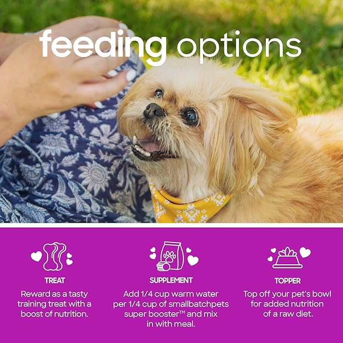 smallbatch Freeze Dried Dog Treats, Superfood Food Topper Turkey Bites for Dogs & Cats, Probiotics, Organic Ingredients, High Protein, Grain Free Healthy Food Topper, Made in The USA, 18 oz Bag