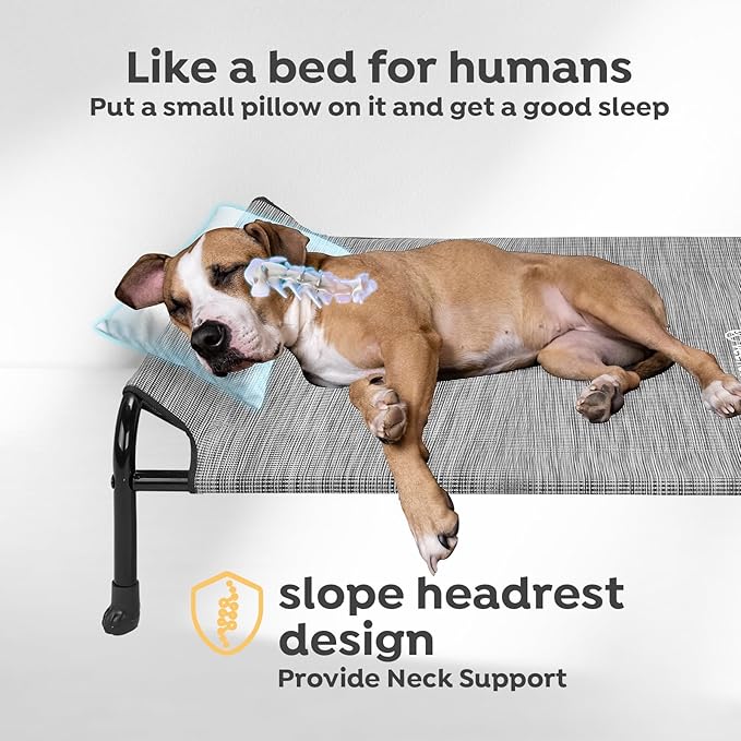 Veehoo Original Elevated Dog Cot - Raised Headboard Cooling Pet Bed, Large Dogs, Non-Slip & Breathable, XXL, CWC2417A