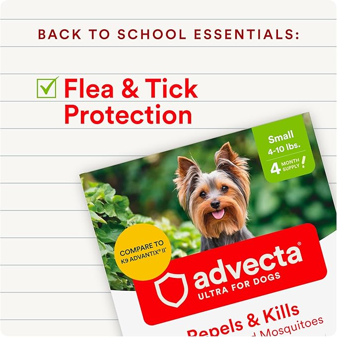 Ultra Flea And Tick Prevention For Dogs - Dog and Puppy Treatment and Control - Mosquito Repellent - Small, Fast Acting Waterproof Topical Drops, 4 Month Supply