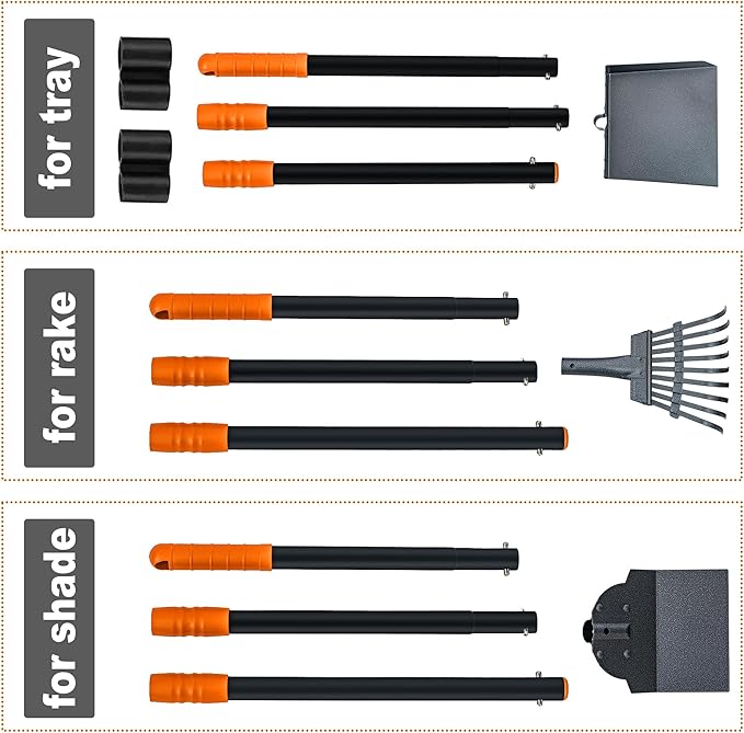 Niubya Pooper Scooper for Dogs, Metal Poop Scooper Tray Spade and Rake Set, Poop Scoop with Adjustable Long Handle, Dog Pooper Scooper for Pet Waste Removal
