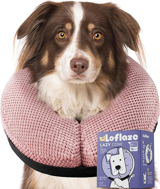 Soft Inflatable Dog Cone Collar for Large Medium Small Dogs Cats - After Surgery Donut, E Collar Alternative for Recovery