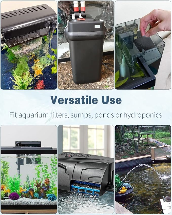 Pawfly 2 Pack Aquarium Bio Sponge Filter Media Pad, 40 PPI Filter Foam Sponge Pads Cut-to-Size Foam for Fish Tank Filters Sumps Ponds Hydroponics, 9" x 9" x 0.5"