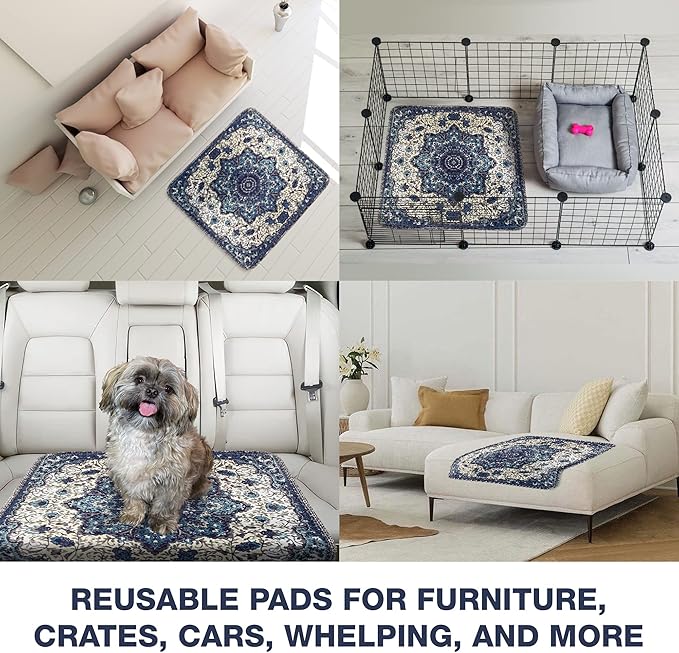 Washable Pee Pads for Dogs - Super Absorbent Reusable Puppy Training Pads - 100% Waterproof, Leak-Proof & Non-Slip Whelping Pads for Pet Housebreaking