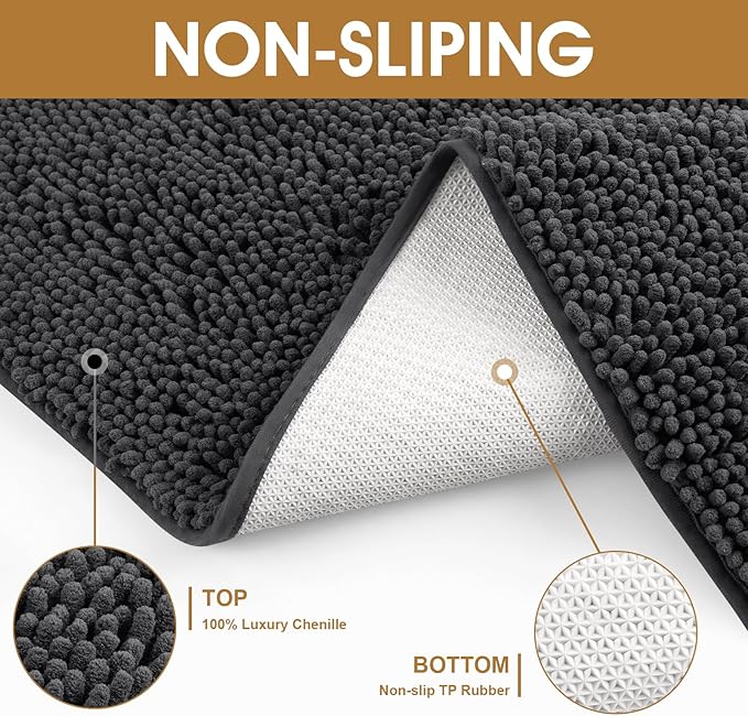 IM HOME 30" x 20" Dark Grey Dog Door Mats for Muddy Paws, Chenille Absorbent Dog Mat, Non Slip Heavy Mud Mat for Dogs, Soft Pet Bed Mat for Entryway, Mud Paws, Inside Floor