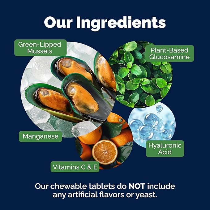 Yumove Hip & Joint Supplement for Dogs - with Glucosamine Chondroitin, Omega 3, Hyaluronic Acid, Green Lipped Mussel & Fish Oil for Dogs - Senior Dog Joint Supplement (120ct Chewable Tablets)