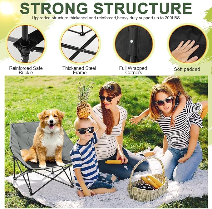 Portable Dog Camping Chairs for Dogs Raised Pet Bed for Outdoor Folding Chair Patio Lazy Puppy Cot Heavy Duty Pet Camping Gear(28x 24 x 22 Inches,Gray)