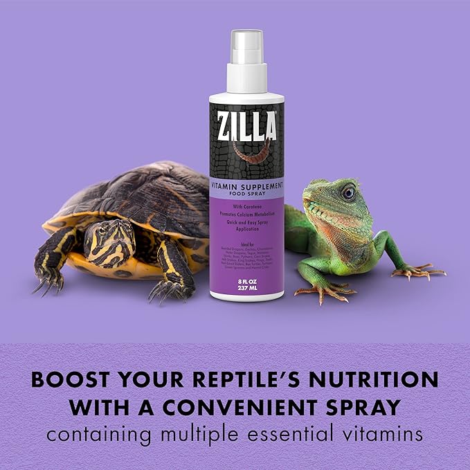 Zilla Vitamin Supplement Food Spray, with Carotene, Spray-on Multivitamin Supplement for Reptiles