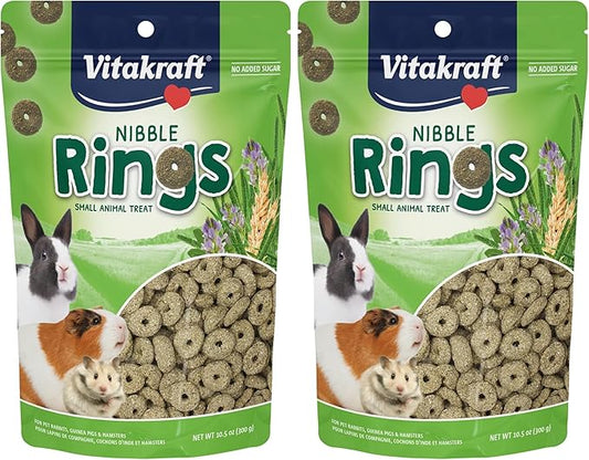 Vitakraft Nibble Rings Small Animal Treats - Crunchy Alfalfa Snack - for Rabbits, Guinea Pigs, Hamsters, and More (Pack of 2)
