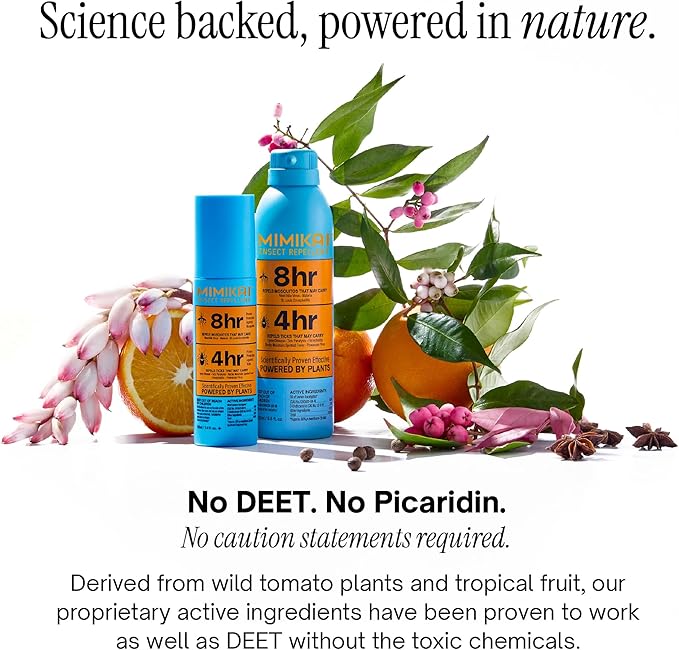Mimikai Mosquito and Tick Repellent Spray, DEET-Free for Skin and Outdoor Use, Non-Toxic, Plant-Powered Skincare, 5.5oz