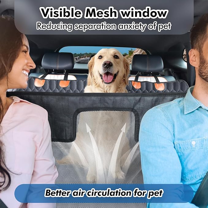 3-in-1 Convertible Dog Car Seat Extender & Booster Seat – 400lb Capacity, Waterproof 600D Oxford with Hard Bottom, Scratch-Proof Hammock for Cars & SUVs