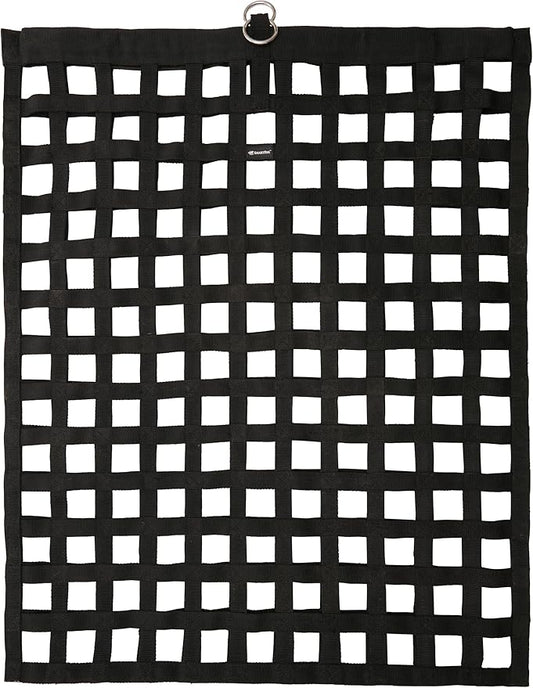 SmartEquine Slow Feed Hay Bag for Horses | Hay Feeder Net with Resistant Nylon | Gator Mouth Enclosure for Easy Loading | Fits 10-15 lbs of Hay | 4 Flakes Bag | 37" x 30" | Black | 1.5" Holes