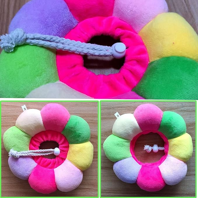 Rabbit Cat Cone Collar Soft,Adjustable Cat Recovery Wound Healing Accessory,Cats Cones to Stop Licking,for Chinchilla,Guinea Pigs,Bunny,Kitten Donuts Collar After Surgery(Small)
