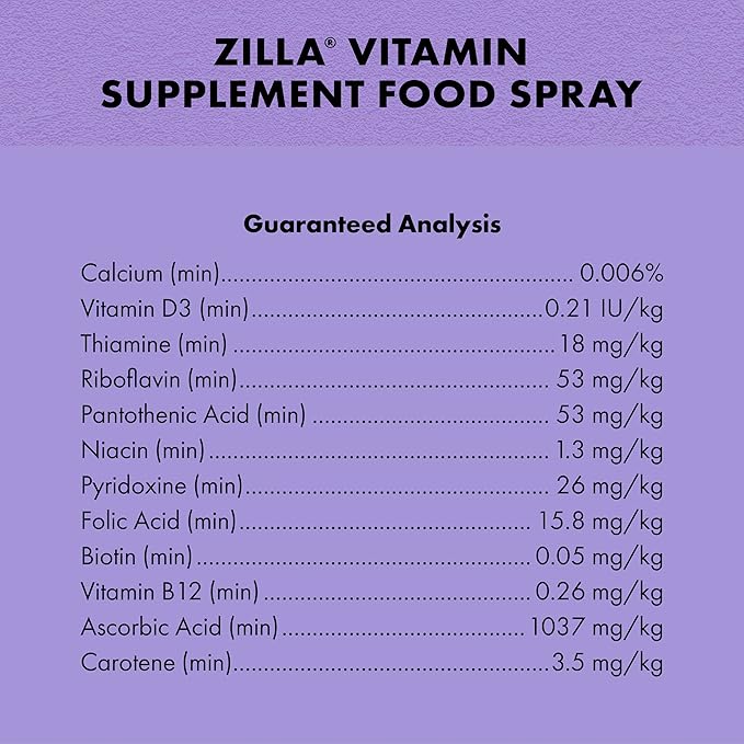 Zilla Vitamin Supplement Food Spray, with Carotene, Spray-on Multivitamin Supplement for Reptiles
