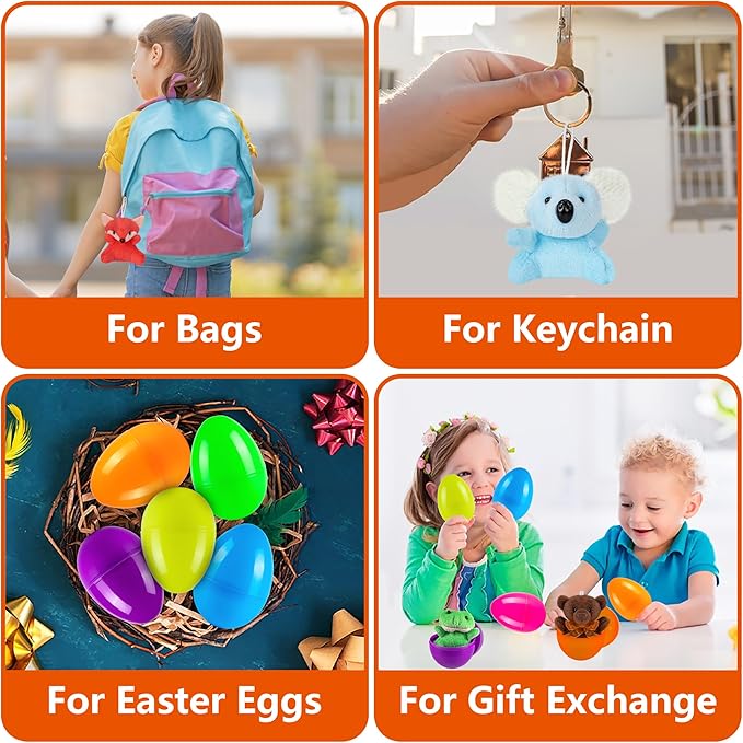 Sofier Plastic Easter Eggs with Animal Toys 12pcs Filled Easter Eggs 3.4" Easter Basket Stuffers Easter Egg Fillers Kids Classroom Gift Exchange Party Favors