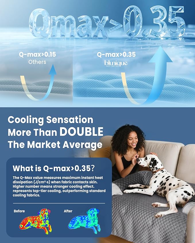 Large Cooling Dog Bed – 41 x 37 inch Waterproof Couch Cover for Dogs Washable, Non-Slip Bottom, Self Cooling Mat for Dogs, Durable & Non-Gel, Dog Couch Bed for Sofa Floor Car, Cooling Grey