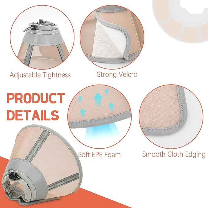 Cat Cone Collar Soft, Cat Recovery Collar for Large Medium Small Cats Kittens, Pet Cone Alternative After Surgery