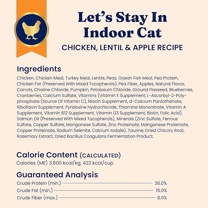 Solid Gold Indoor Dry Cat Food - Grain Free & Gluten Free - Chicken Cat Food Dry Kibble for Indoor Cats w/Probiotics & Fiber for Gut Health - Sensitive Stomach & Hairball Support for Adult Cats - 6LB
