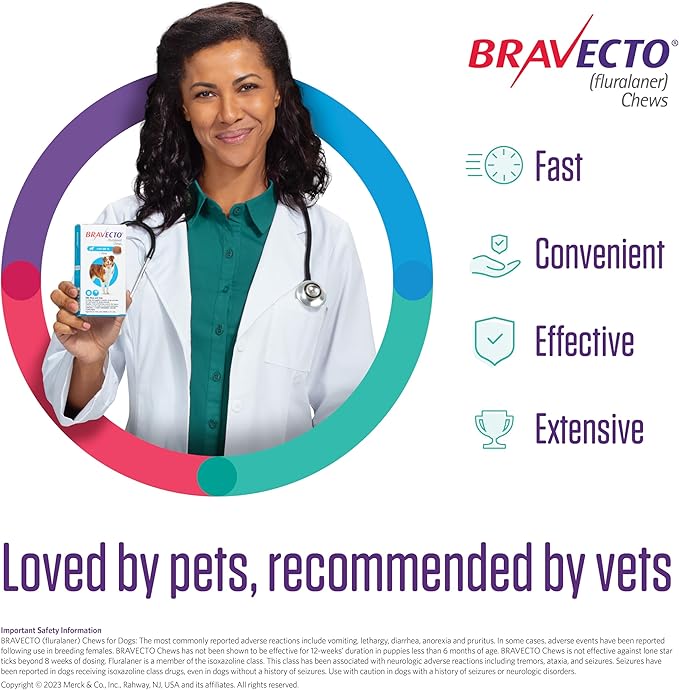 BRAVECTO Chew for Dogs, Flea & Tick, 1 Chew, 12 Week Supply, 9.9-22 lbs., Orange Box