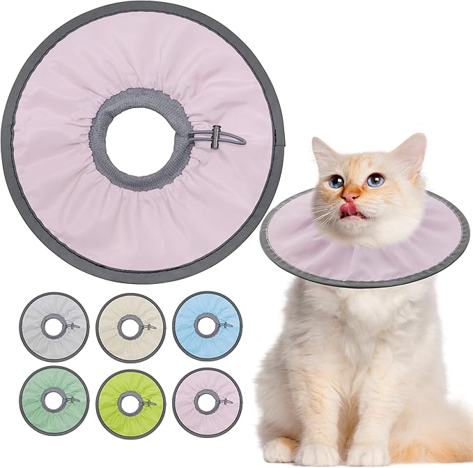 Lightweight Cat Cone Collar Soft, Soft Comfortable Kitten Recovery Collar After Surgery, Elizabethan E Collar for Cats, Cone for Cats to Stop Licking (Pale Pink, Large)