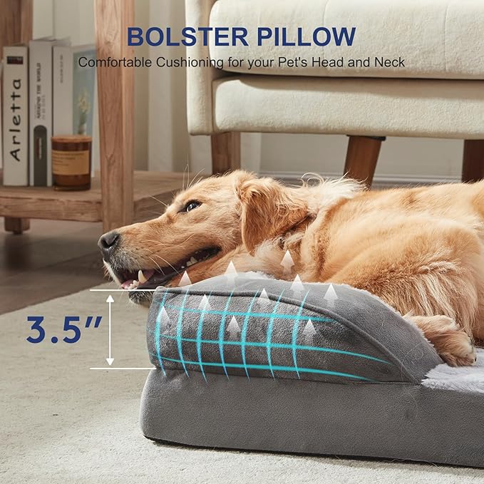 FURTIME Orthopedic Dog Bed for Extra Large Dogs - XL Waterproof Dog Sofa Bed, Ultra Comfy Supportive Foam Pet Bed with Removable Washable Cover, Jumbo Dog Bed with Nonskid Bottom