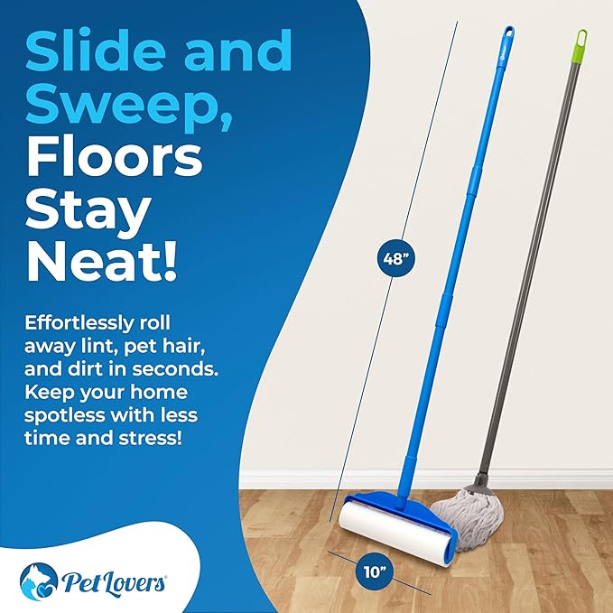 PetLovers Large Lint Roller – 90 Extra Sticky Sheets for Pet Hair Removal, Extra Large Floor and Carpet Roller for Homes with Pets, Perfect for Floors, Furniture, and Loving Pet Owners